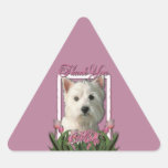 Thank You - Pink Tulips - West Highland Terrier Triangle Stickers