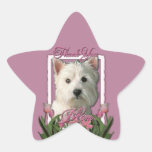 Thank You - Pink Tulips - West Highland Terrier Star Stickers