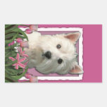 Thank You - Pink Tulips - West Highland Terrier Rectangle Stickers