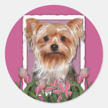 Thank You - Pink Tulips - Yorkshire Terrier Sticker