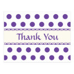 Thank You Purple Polka Dot Pattern Postcard