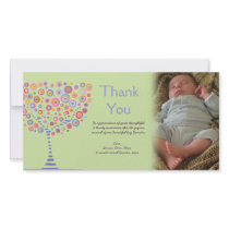 Thank You Retro Tree New Baby Gift Photocard