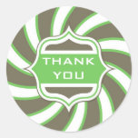 Thank you Retro Vintage Lime Green Brown Sticker