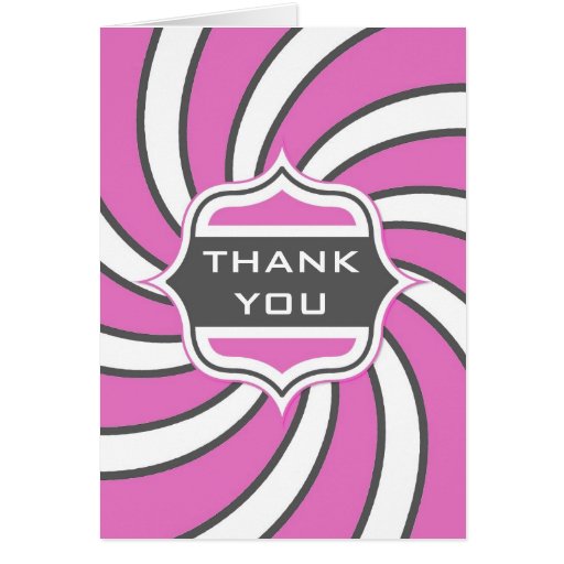 Thank you Retro Vintage Pink White Onyx Cards