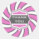 Thank you Retro Vintage Pink White Onyx Sticker