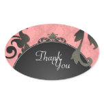Thank You Seal - Black & Coral Damask Wedding stickers