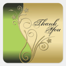 Thank You Seal - Classy Green & Gold Wedding Sticker