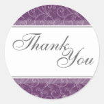 Thank You Seal - Deep Purple Victorian Wedding Round Stickers
