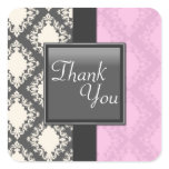 Thank You Seal - Light Pink & White Damask Wedding stickers