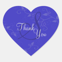 Thank You Seal - Royal Blue Monogram Wedding Heart Stickers
