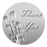Thank You Seal - Silver, Black and White Floral stickers