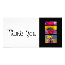 Thank You slim Card - Pink & Yellow Macro Flowers Personalized Photo Card