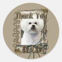 Thank You - Stone Paws - Bichon Frise - Dad Round Sticker