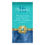 "thank you" "sweet sixteen" teal blue gems picture card