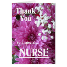 Thank You to a special Nurse-Pink Floral Greeting Card