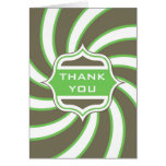 Thank you Vintage Retro Lime Green Brown White Greeting Cards
