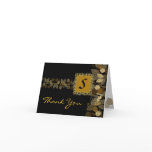 Thank You Wedding Card Black Gold Leaf