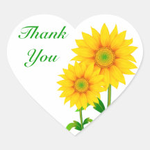 Thank You Yellow Sunflower Greeting Sticker Label