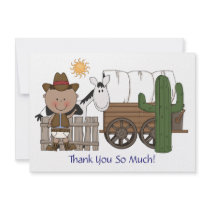 Thanks Cowboy B/W Pony Baby Gift Card - Western Personalized Invitation