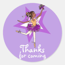 Thanks for coming ballerina girl birthday sticker