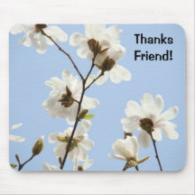 Thanks Friend! mousepad Magnolia Flowers Blue Sky