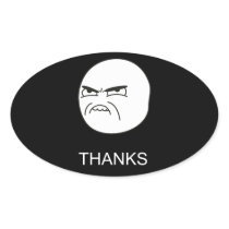 Thanks Meme - Oval Black Stickers