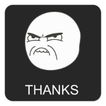 Thanks Meme - Square Black Stickers