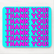 Thanks to Her : Cute Girly Pink Cyan Thank You Mousemat