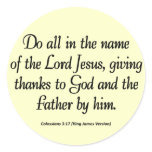 Thanks to the Father Thanksgiving Colossians 3:17 Sticker
