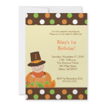 Thanksgiving Baby Pumpkin 5x7 Birthday Invitation