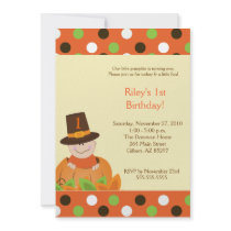 Thanksgiving Baby Pumpkin 5x7 Birthday Invitation