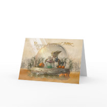 Thanksgiving Card With Fairy In A Globe Fall Colou