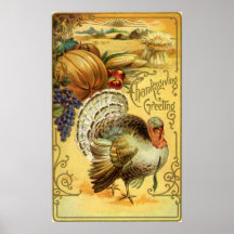 Thanksgiving Greeting with a Turkey Posters