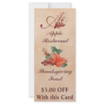 Thanksgiving Monogram A Rack Card /Resturant rack cards