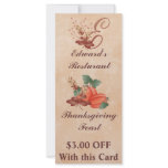 Thanksgiving Monogram E Rack Card /Resturant rack cards