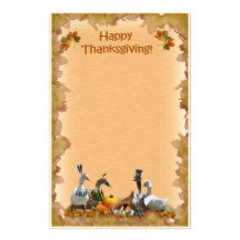 Thanksgiving Pilgrim and Indian Ducks Personalized Stationery