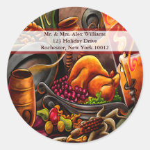 Thanksgiving Turkey Address Labels Round Sticker