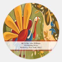 Thanksgiving Turkey Address Labels Round Sticker