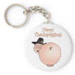 "Thankspigging" Funny Cartoon Pig Thanksgiving keychains