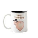 "Thankspigging" Funny Cartoon Pig Thanksgiving mugs