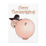 "Thankspigging" Funny Cartoon Pig Thanksgiving postcards