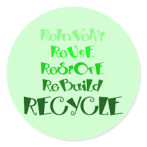 The 5 R's of Recycling Round Sticker