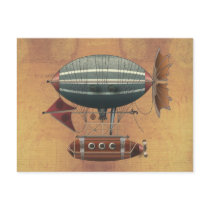 The Airship Aleutian Steampunk Flying Machine Post Card