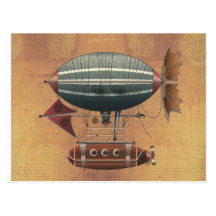 The Airship Aleutian Steampunk Flying Machine Post Card