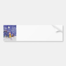 The Animals Christmas Even Watercolor Art Bumper Sticker