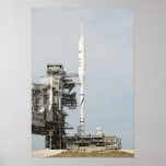 The Ares I-X rocket is seen on the launch pad Print