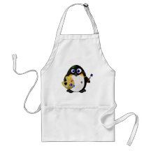 "The Artist" -- Cute Painter Penguin Aprons