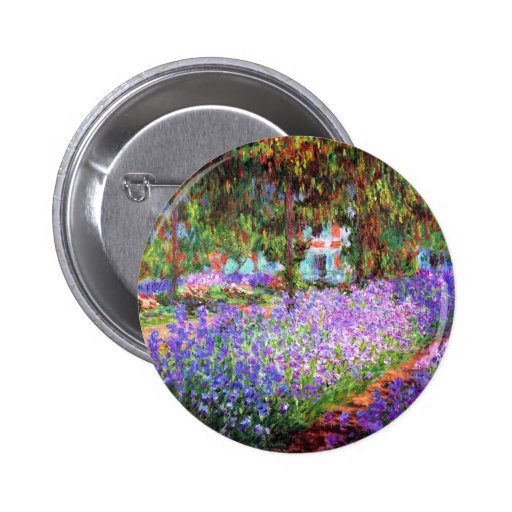 The Artist's Garden at Giverny, Claude Monet Pinback Buttons