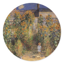 The Artist's Garden at Vetheuil by Claude Monet Round Stickers