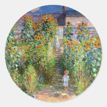 The Artist's Garden at Vetheuil, Claude Monet Round Sticker